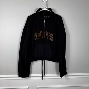 SNIPES Black Fleece Cropped Pullover with Zipper (A2-30)‎